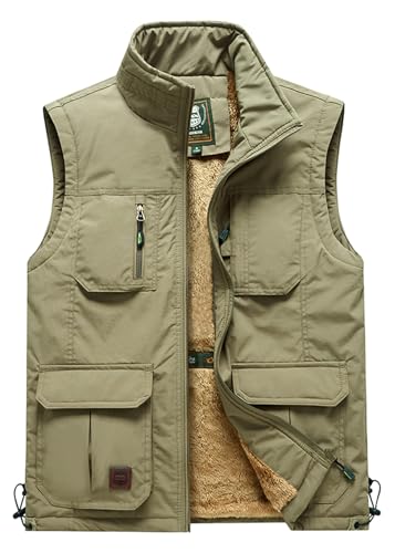 Image of Men's Casual Lightweight Vest Fleece Lined Windproof Warm Sleeveless Jacket