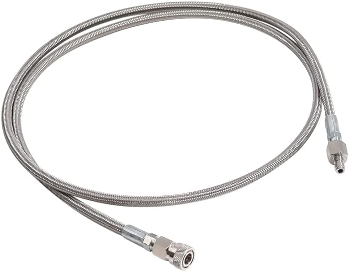 TUXING 4500Psi Pcp Paintball Airsoft Fill Whip Hose Extension,60inch 1.5m Stainless Steel Air Filling Station Charging System with 8mm Male and Female Qick Plug
