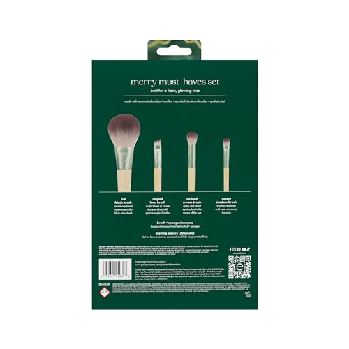 EcoTools Limited Edition Merry Must-Haves Kit, Face & Eyeshadow Makeup Brushes, Brush Shampoo & Cleanser - Image 4