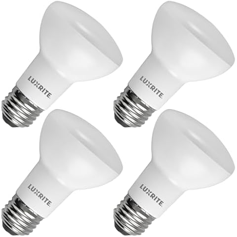 LUXRITE BR20 LED Bulb, 45W Equivalent, 2700K Warm White, Dimmable, 460 Lumens, R20 LED Flood Light Bulb 6.5W, Energy Star, Damp Rated, E26 Base, Perfect for Recessed and Track Lighting (4 Pack) Cover