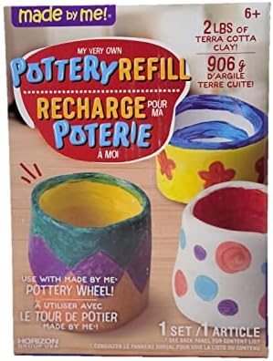 Made By Me My Very Own Pottery Wheel Refill, Includes 2 lbs. Terra Cotta Clay, 6 Ceramic Pottery Paints & Paintbrush, Pottery Wheel Sold Separately