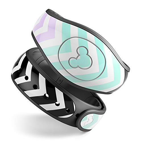 Design Skinz Light Teal & Purple Sharp Black Chevron Premium Vinyl Decal Wrap Cover for The Disney MagicBand 1 (Fits MagicBand 1 for Disney Parks)