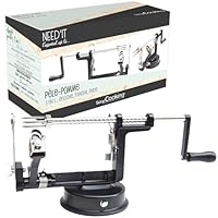 ScrapCooking 5255 3-in-1 Metall Apfelschälmaschine mit Kurbel, Schwarz Professioneller Edelstahl-Apfelschäler für Backwaren, Küche, Zinc