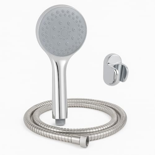 Pommeau de douche haute pression avec tuyau flexible 1,5 m | Douche à main 5 modes de jet réglables
