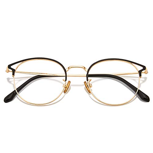 Image of Cyxus Blue Light Blocking Glasses Round Metal Frame Computer Glasses | Blue light blocking glasses featuring round metal frame, comfortable fit and versatile use for work, study and entertainment