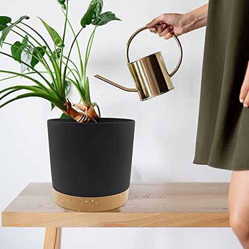 QCQHDU 8 inch Plant Pot, 2 Pack Planters for Indoor Plants with Drainage Holes & Saucer, Outdoor Flower Pots Home Garden Modern Decor - Image 3