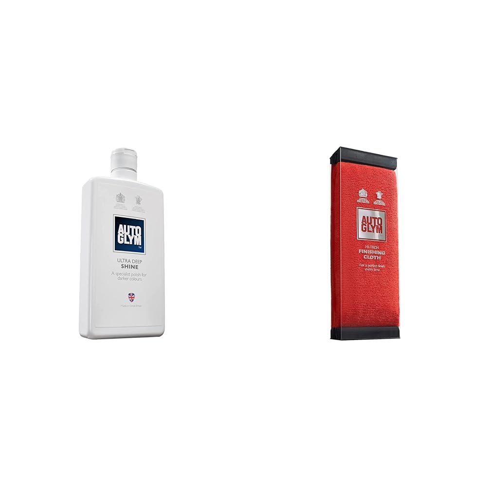 AutoglymUltra Deep Shine, 500mL - Specially Designed Car Polish Made Especially For Dark Coloured & AG 560008 Hi-Tech Finishing Cloth, Red, 31.0 cm*24.0 cm*13.0 cm
