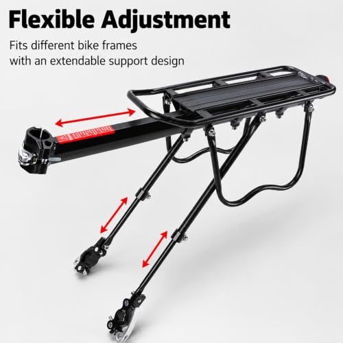 YUUISD Rear Bike Rack,110 LB Bearings Bike Cargo Rack,Quick Release Aluminum Bicycle Luggage Carrier Rack,Fit Mountain Bike,Folding Bike,Road Bike,E-Bike,BMX,for Adults Cyclists Commuters Riders - image 2