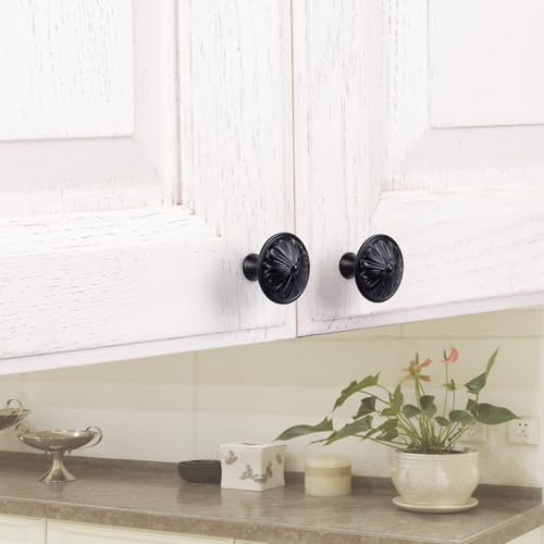 Image of DWYL & LWYD 16 Pack Cabinet Knobs Black, 1-2 /5 inch Round Matte Black Kitchen Cabinet Knobs for Cabinets and Drawers,Black Cupboard Knobs
