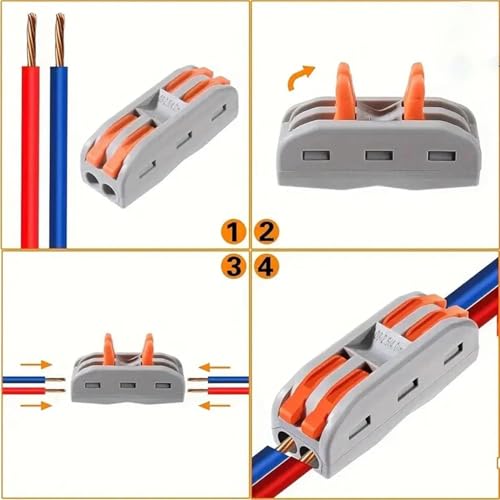 Image of Nyamah Sales Wire Clip Connector, Universal Connection Terminals, Circuit Inline Splices Electric Connectors, Quick Connect & Freely Assemble Electrical Splicing Kit for Compact (2 In 2 Out, 12)