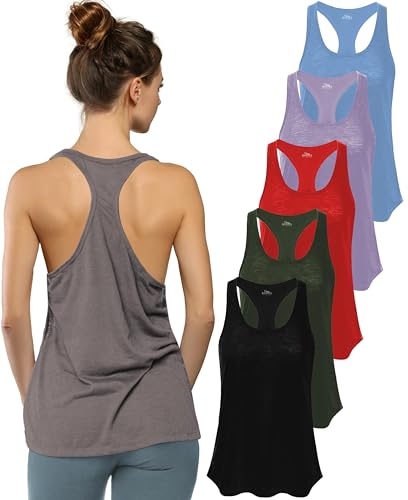 Image of Sexy Basics Women's Everyday Flowy Burnout Slub Racer Back Tanks | Active Workout Tops | Multi Packs & Colors
