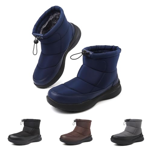 Hanani Botas de Nieve Hombre Botines de Invierno Zapatillas Antideslizantes Calentar Forradas Zapatos de Senderismo Trekking Azul 44EU