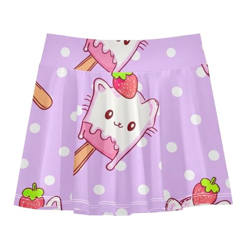 Blue Pink Girls' Shorts Athletic Skorts Kids Tennis Skirts Flowy Skort Cute Kawaii Cat Ice Cream Purple 4t - Main Image