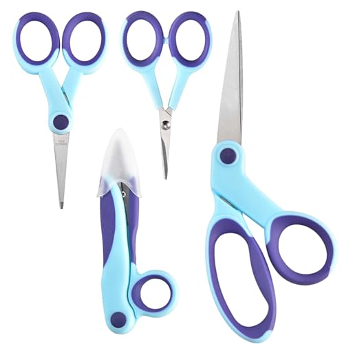 Image of HASTHIP 4 Pcs Sewing Scissors for Cloth Cutting Tailoring Scissors Bundle with Comfortable Handle Stainless Steel Sewing Scissors Set for Sewing, Tailoring, Quilting