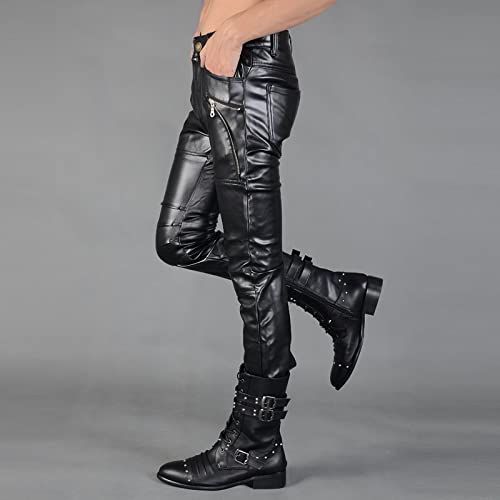 Mannen Pleather Pants Skinny Lace Up Party Stage Slanke en comfortabele Faux Pu Leren broeken ! (Color : C149, Size : 30) - Afbeelding 7