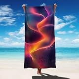 Serviette de Plage XXL 80x180 cm Serviette de Bain, Microfibre Couverture de Plage Légère, Absorbantes et à Séchage Rapide Anti Sable pour Bord de mer Camping Châle Cadeaux, Couleur Abstrait P-1445