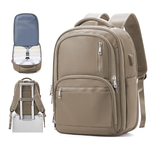 BOXSAM Mochila viagem cabine avião, mochila Easyjet 45 x 36 x 20, mochila Ryanair 40 x 20 x 25, mochila de viagem para viajar cabine EasyJet bagagem para homem, mochila impermeável mulher, B2-castanho