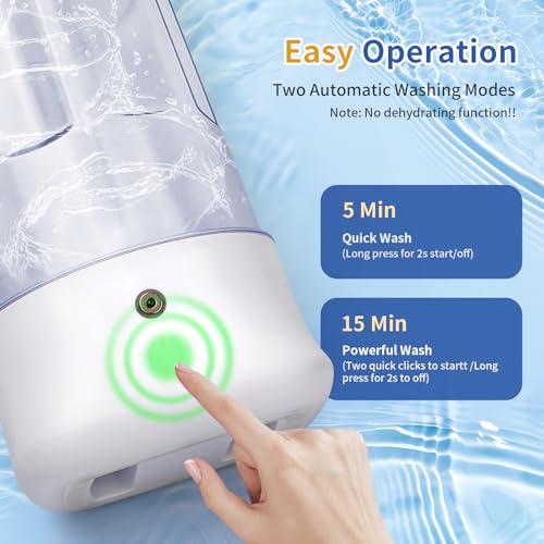 Image of Mini Portable Washing Machine - USB Rechargeable 1L Small Washer with 2 Modes Deep Cleaning for Underwear, Socks & Baby Clothes, Compact Travel Laundry for Apartment, Dorm, Camping, White