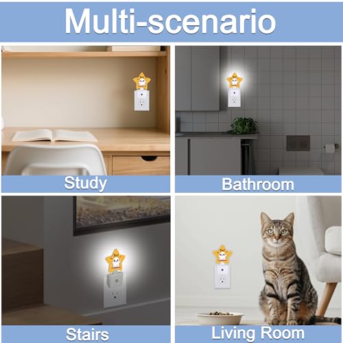 Image of Cute Ghost Nightlight,Halloween Bat Star Night Lights Plug into Wall Decorations for Bedroom Bathroom,Dusk to Dawn Sensor Kitchen Hallway Stairs Energy Efficient Desk Lamp