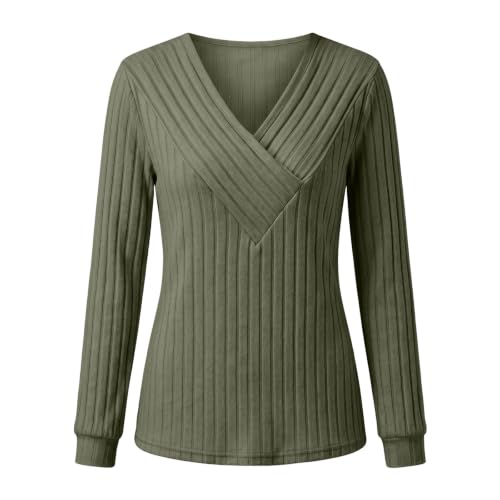 Women's Sweaters V Neck Knit Pullover Slim Fit Trendy Fall Sweater Tops - image 7