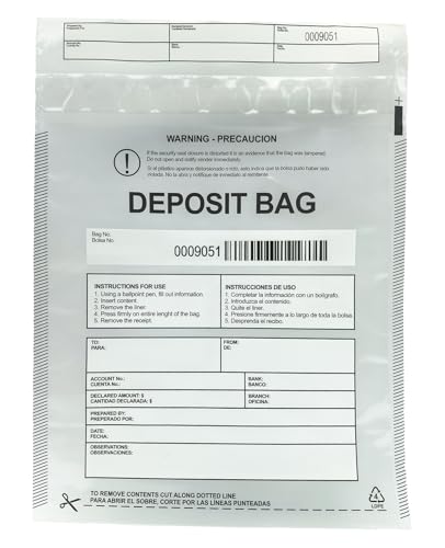 Paquete de 100 bolsas de plástico transparentes de 9 x 12 pulgadas, bolsas de depósito bancario de seguridad, bolsas de caja registradora, bolsa de dinero para dinero en efectivo, bolsillo bancario,