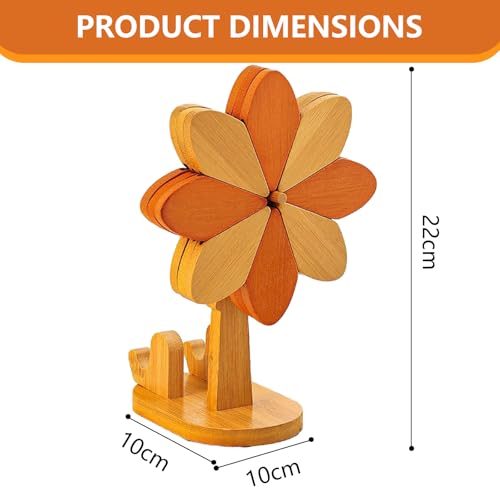 Dessous de plat en bois avec support de téléphone pour tasse et casserole
