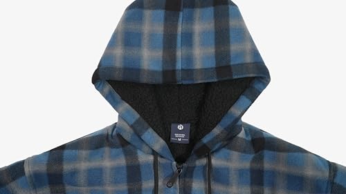 Image of TanBridge Men's Cotton Plaid Shirts Jacket Full Zip Fleece Flannel Sherpa Lined Hoodies Heavyweight Hoodies Jacket for Men