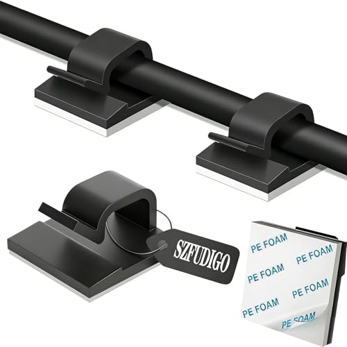 SZFUDIGO kabelhalter,50 PCS kabelhalter selbstklebend Wand kabelführung Cable Holder kabelbefestigung selbstklebend Wand Kabel wandhalterung Befestigung (schwarz)