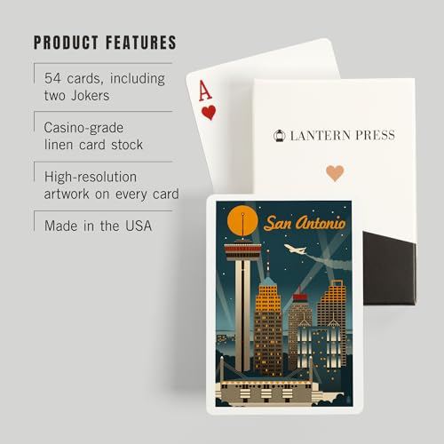 Naipes Poker San Antonio Texas Retro Skyline 52 Cartas miniatura 3