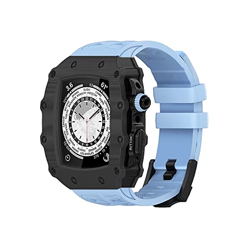 Bracelet en caoutchouc iWatch 44 mm avec étui de luxe en fibre de carbone