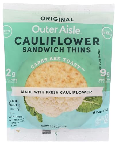 Outer Aisle Original Cauliflower Sandwich Rounds, 6.75 Ounce (Pack of 12)
