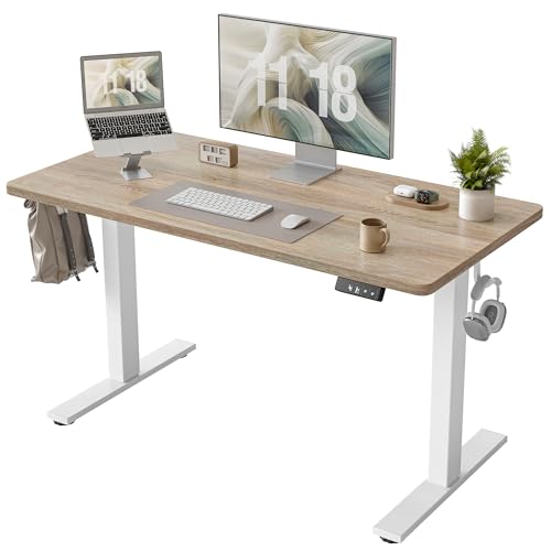 TIQLAB Height Adjustable Electric Standing Desk, 47.2 x 23.6 inch, Sit Stand Up Desk, Splice Board,...