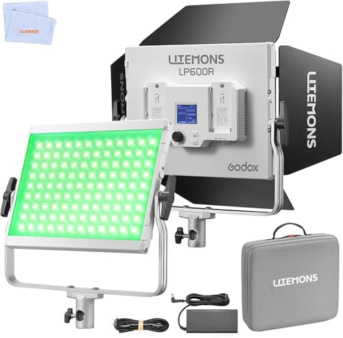 Godox Litemons LP600R RGB LED Light Panel with App Control, 60W Studio Photo Lighting with Privacy Screens, 1800K - 10000K, 14 FX Modes, 360° Rotatable, CRI 96+ TLCI 96+ (LP600R)