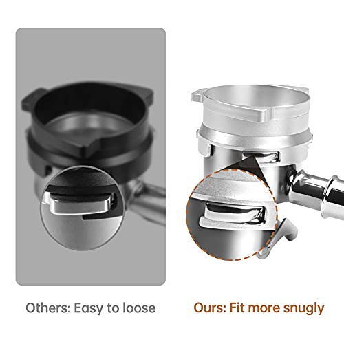 54mm Espresso Dosing Funnel, SNLWS Upgraded Hands-Free Coffee Dosing Funnel Fits 54mm Breville Portafilter for Home/Cafe Use-Sliver