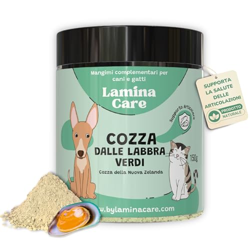 Lamina Care - Integratore Articolazioni Cane di Cozze Verde in Polvere per Rafforzare le Articolazioni in Modo Naturale, Integratori per Cani e Gatti con Glucosamina e Omega 3, Condroprotettori Cane