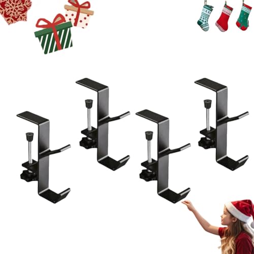 2 in 1 Garland Hangers and Fireplace Stocking HoldersMantel Hanger for Garland Hooks for Christmas Adjustable No Drill Mantle Hooks Stocking Hanger for Fireplace Xmas Holiday Home Party Decoration