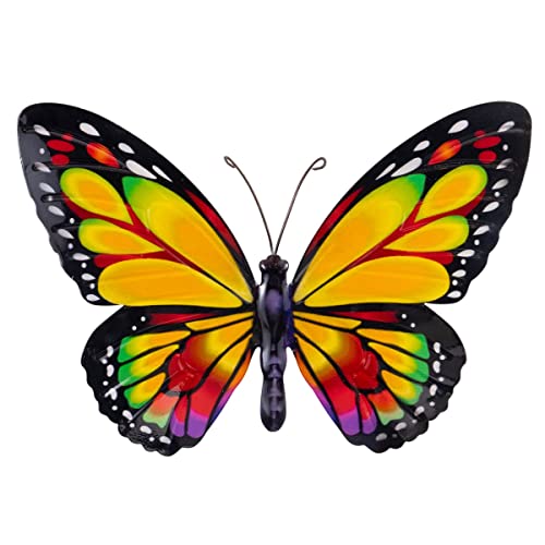 CIM Metall Wand-Deko - Schmetterling Regenbogenfalter - tierische 3D Wandbilder - Wandschmuck inkl. praktischer Wandbefestigung - Lebhafte Wandskulptur