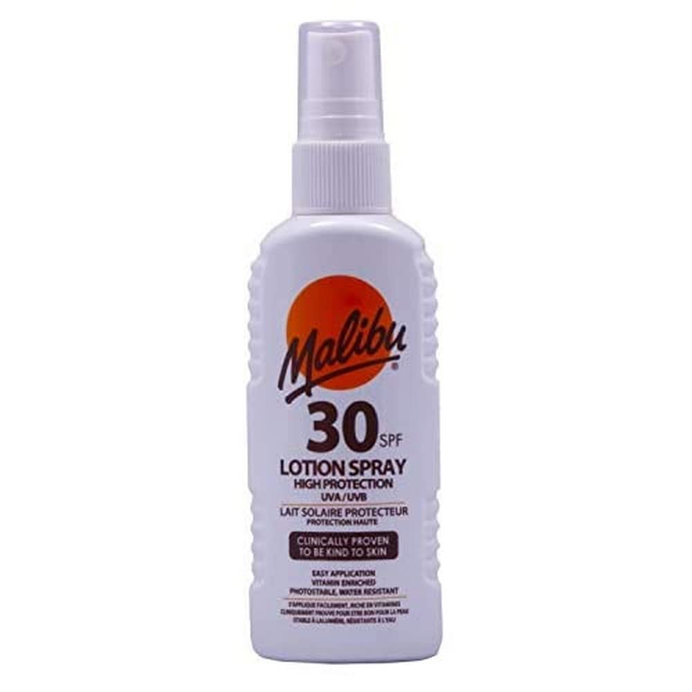 Malibu Sun SPF 30 Lotion Spray, High Protection Sun Cream Spray, Vitamin Enriched Moisturising Sunscreen Lotion for Body, Water Resistant, 100ml