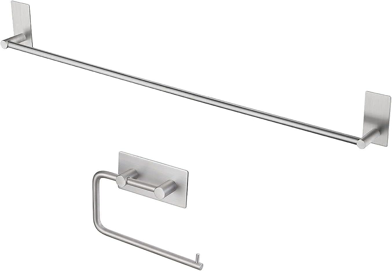 KES 30-Inch Bathroom No Drill Towel Holder Sticky on Towel Rack Self Adhesive Toilet Paper Holder, A7000S75B-2+A7070-2-SL