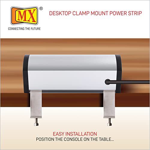 Image of MX Desk Extension Board Switch Socket Fixer 6 Amp 3 Universal Sockets with 2 USB Charging Port Extension Board with Removable Desk Clamp - Power Strip for Desk Master Switch 3 Pin Plug Extension Cord
