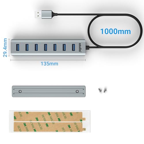 atolla Desk USB Hub, 7-Port USB 3.0 Aluminum for Under Desk Mount by atolla - Used condition - Image 7