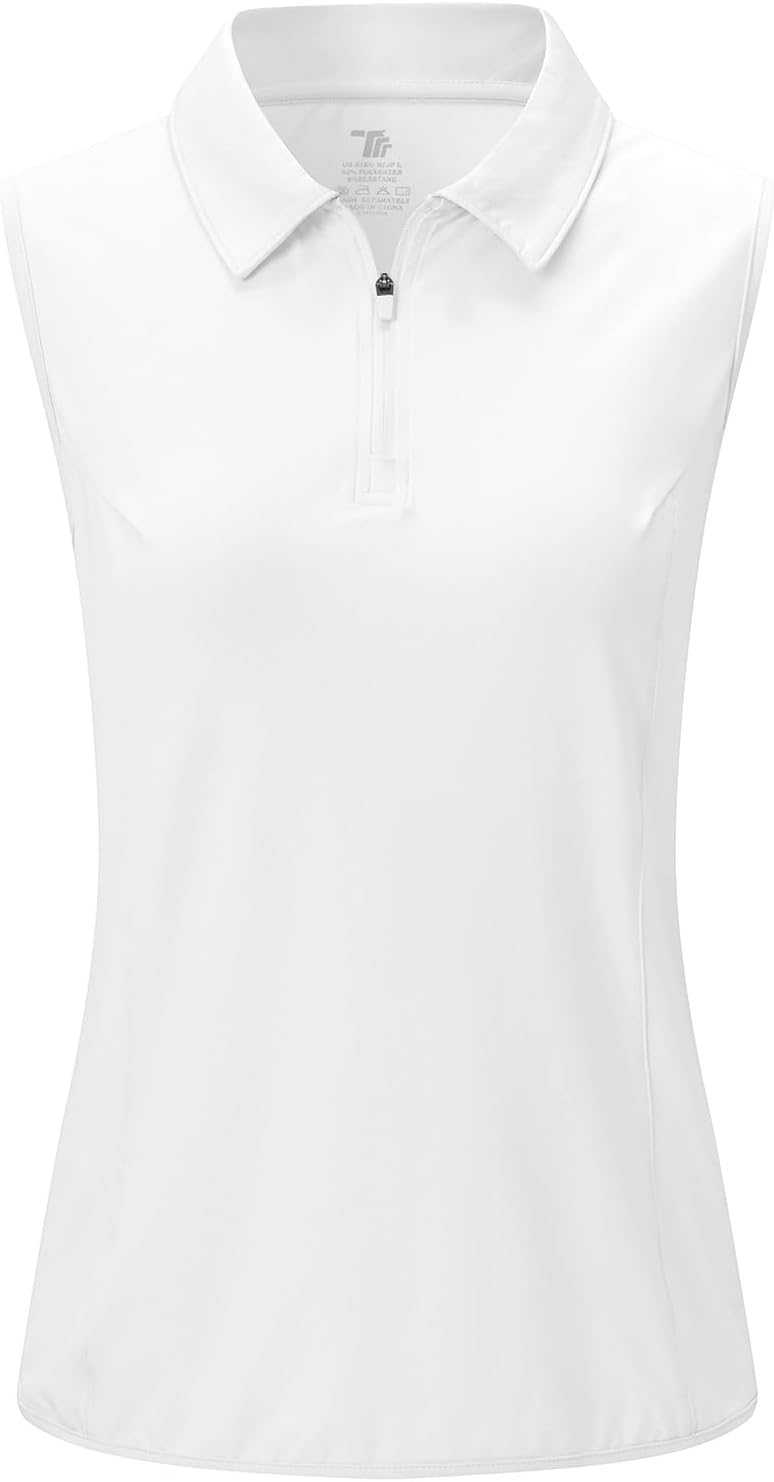 BGOWATU Women's Sleeveless Golf Polo Shirts 1/4 Zip Tennis Tank Tops with Collar UV Protection Quick Dry - Image 3