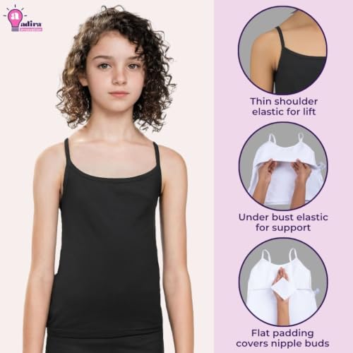 Image of Adira | Beginners Camisole | Teenagers Cami with Light Flat Padding | Prevents Show of Nipple Buds | Stretchy Cotton for Daily Use at School | Pack of 1