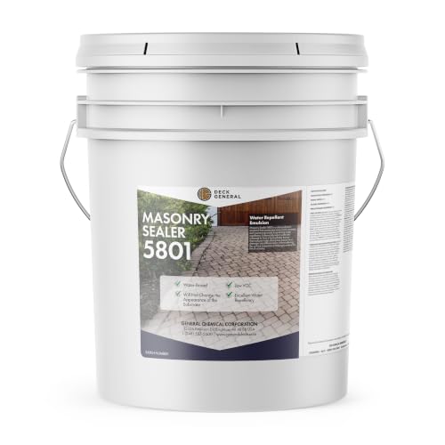 Image of DeckGeneral Masonry Sealer 5801 - Clear Concrete Sealant & Waterproof Sealer for Stone, Brick & Mortar - Silane Siloxane Coating for Driveways, Sidewalks, Patios & More (5 Gallon)