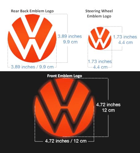 Image of IPG Decal Made for VW 2021 Passat Polo Tiguan Golf Rear /Front Emblem Logo Decals Stickers Set (4 Units) (Reflective Orange)