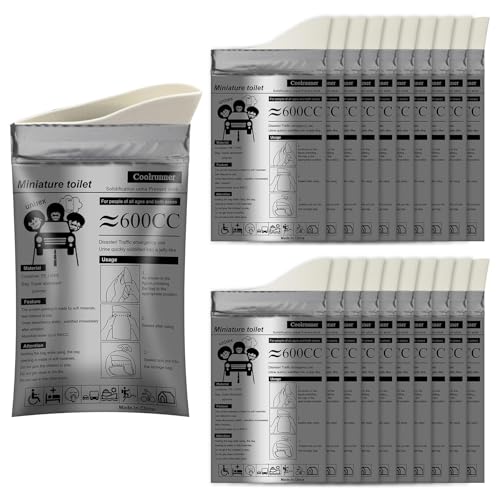 Coolrunner Einweg-Urinbeutel, 50 Stück, Camping-Urinbeutel für Männer und Frauen, Einweg-Urinalbeutel für Reisen, Urinal, Toilette, Stau, Notfall, tragbare Toilette für Kinder, Patienten