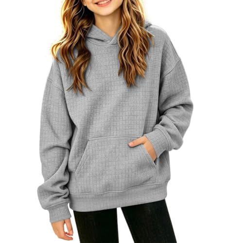 Ayolanni girls clothes size 10-12 Hoodies for Girls Cute Fashion Long Sleeve Hooded Sweatshirt Teen Clothes Gray - image 1