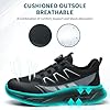 RASEARY Safety Trainers Men Womens Lightweight Steel Toe Cap Non Slip Work Safety Shoes Puncture Proof Work Trainers Breathable Industrial Work Shoes with Swivel Buckle Shoelaces, Black UK 6 #5