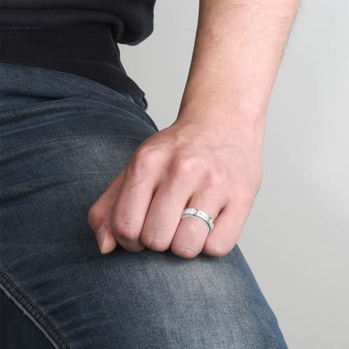 AQSGT Daisy Fidget Ring for Anxiety Relief, Stainless Steel 18K Gold Plated Spinner Band for Stress Relief Statement Flower Ring for Women Men Thoughtful Jewelry Gift(Silver 10) by AQSGT - Used condition - Image 4