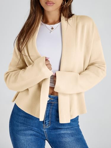 Image of Saodimallsu Womens Cropped Cardigan Open Front Shawl 2026 Fall Trendy Long Sleeve Sweater Jacket